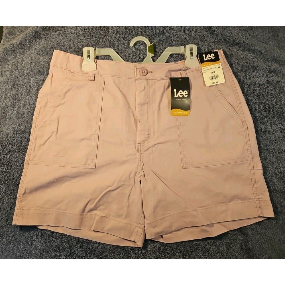 NWT Lee Women's Relaxed Fit Dungaree Short, High-Rise, Plum, Size 18 M